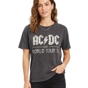 H&M AC/DC Shirt Mens Small Gray Highway To‎ Hell World Tour Rock Band Tee Casual